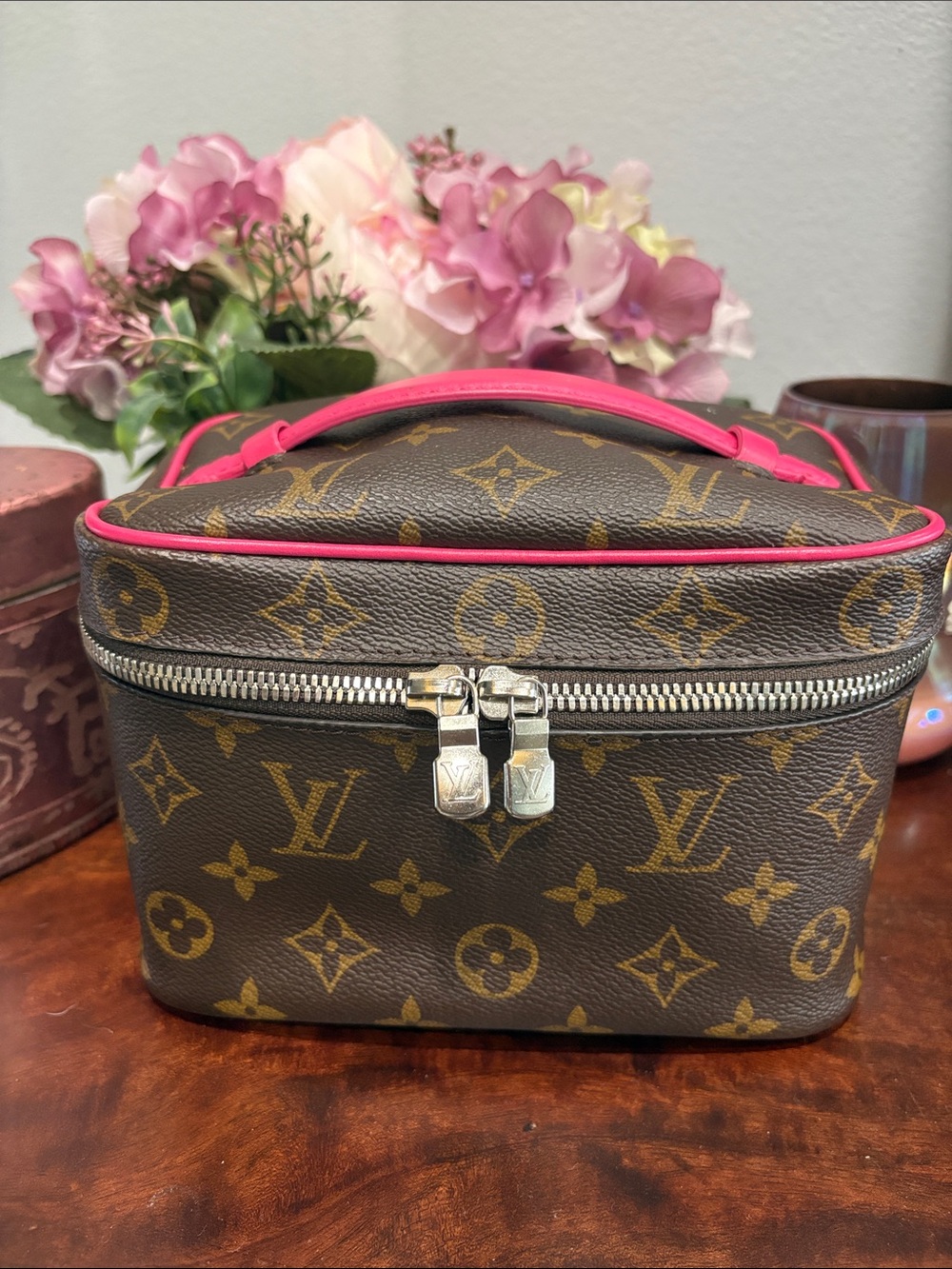 Louis Vuitton Monogram Vanity Case with Pink Trim